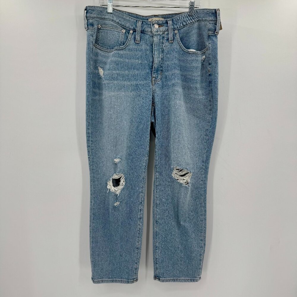 Madewell The Momjean Lowden Wash Ripped Straight Edition 90's High Rise 14 NEW